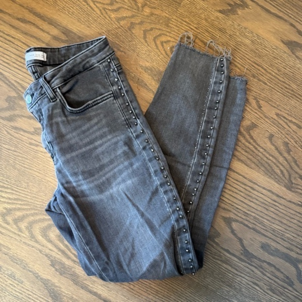 Zara Gray faded skinny Denim Jeans with beaded side detail